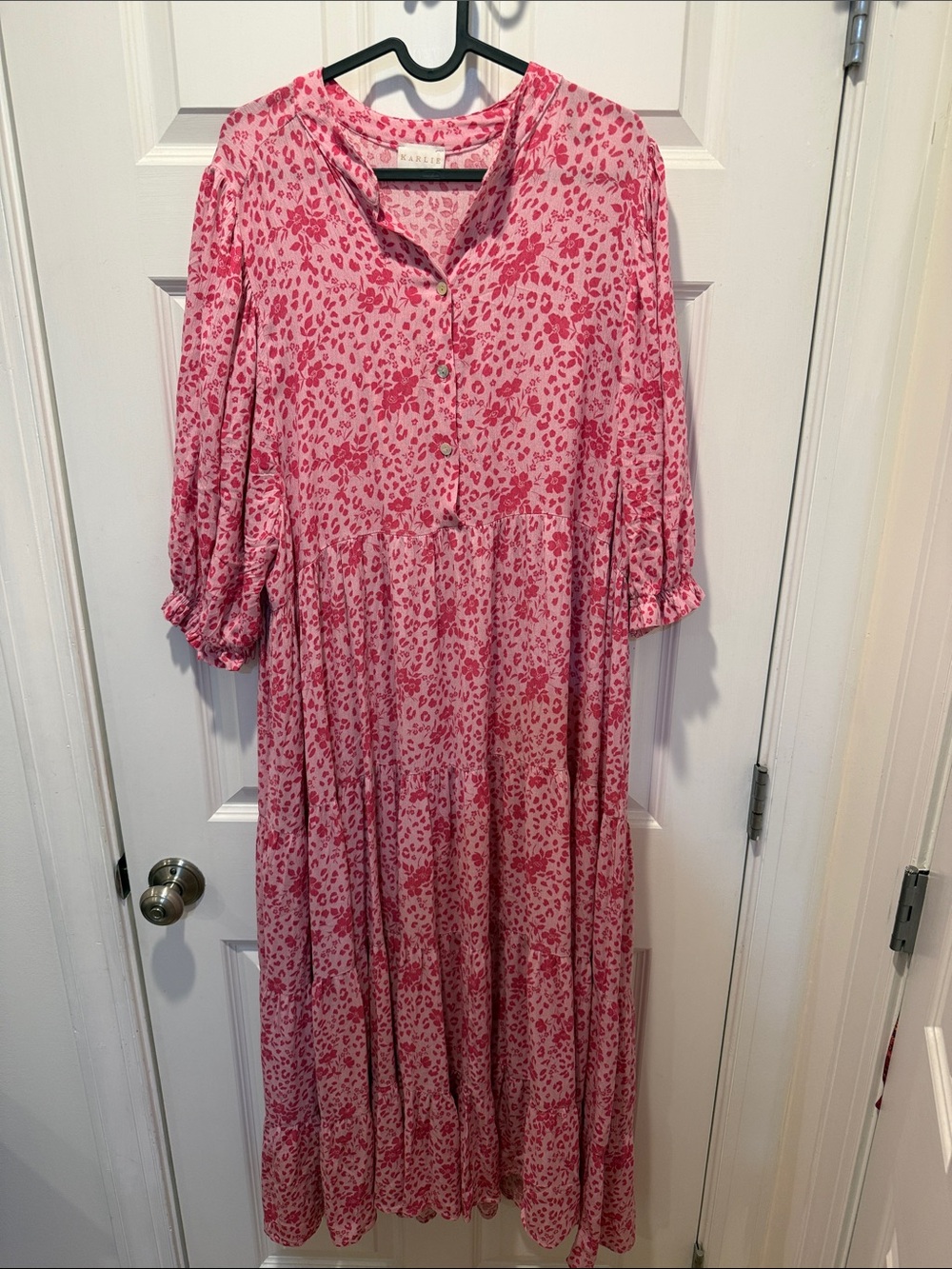 Karlie Pink Floral Maxi Dress with Tiered Skirt